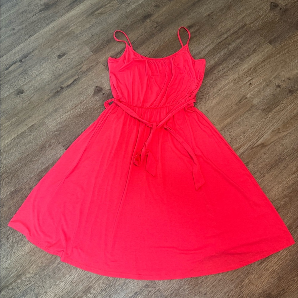 Ann Taylor LOFT Pink Spaghetti Strap Midi Dress, small